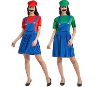 YIYUANIJI Super Bros Cosplay para Adultos Niños Disfraz de,Classic Disfraces,Una Pieza con Sombrero y Barba,Adecuado para Carnaval/Cosplay/Disfraz de Padres e Hijos
