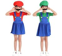 YIYUANIJI Super Bros Cosplay para Adultos Niños Disfraz de,Classic Disfraces,Una Pieza con Sombrero y Barba,Adecuado para Carnaval/Cosplay/Disfraz de Padres e Hijos