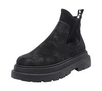 YIzdegg Botas de invierno para hombre, cálidas, de piel, botas de nieve | Bota de salto Slip On de caña corta hasta el tobillo botas de motocicleta suela gruesa amortiguación botas de uso diario