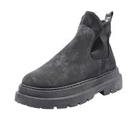 YIzdegg Botas de invierno para hombre, cálidas, de piel, botas de nieve | Bota de salto Slip On de caña corta hasta el tobillo botas de motocicleta suela gruesa amortiguación botas de uso diario