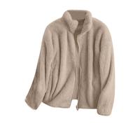YIzdegg Chaqueta de forro polar para mujer, cuello alto, chaqueta de invierno para mujer, cálida, chaqueta de peluche, chaqueta de felpa con cremallera, chaqueta de felpa para el tiempo libre, abrigo