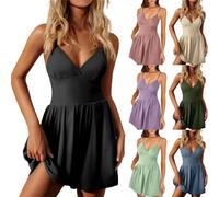 YIzdegg Mono corto para mujer, sexy, cuello en V, con volantes, playsuits de verano, con tirantes, monocolor, sin mangas, sin tirantes, vestido de playa, cómodo, elástico, pantalones cortos de una