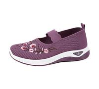 YIzdegg Orthopädische Schuhe Damen Mit Blumen - Atmungsaktive Sportschuhe Weiche Bequem Turnschuhe Vermascht Schnell Orthopädische Schuhe Leichte Rutschfeste Mesh Memory Schaum Freizeitschuhe