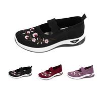 YIzdegg Orthopädische Schuhe Damen Mit Blumen - Atmungsaktive Sportschuhe Weiche Bequem Turnschuhe Vermascht Schnell Orthopädische Schuhe Leichte Rutschfeste Mesh Memory Schaum Freizeitschuhe