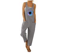 YIzdegg Pantalones de trabajo para mujer, pantalones de peto festivos, pantalones de jardín para embarazo, ropa de trabajo con bolsillos, playsuits multicolor estampado floral mono de verano suave y