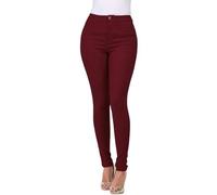 YIzdegg Pantalones vaqueros ajustados para mujer, de cintura alta, pantalones vaqueros de un solo color, ajustados, elegantes, ajustados, clásicos, suaves, cómodos, elásticos, Y2K, rojo, M