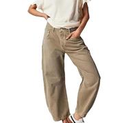 YIzdegg Pantalones vaqueros holgados para mujer, elásticos para mujer, pantalones vaqueros medios, pantalones vaqueros de barril, vintage, pantalones vaqueros para mujer, pantalones vaqueros holgados