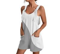 YIzdegg Patchwork Combinación de Colores Peto Mujer Mono sin Mangas Transpirable Tirantes Ajustables Mono de Verano Pierna Ancha Bagy Bodycon Ropa de Trabajo para Exterior/Hobby (Talla S-Xl), gris, M
