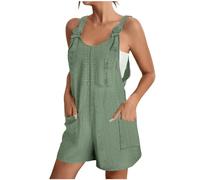 YIzdegg Peto de verano para mujer, monos de algodón sin mangas con tirantes ajustables, mameluco de pierna ancha, mono suave y transpirable, cómodo y elástico, vestido de playa, AOG, XL