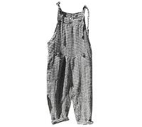 YIzdegg Peto para mujer, pantalones de verano a rayas, elegantes monos sin mangas, pantalones de trabajo holgados de pierna ancha, tirantes ajustables, mameluco con bolsillos grandes, playsuits para