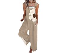 YIzdegg Peto para mujer, transpirable, de verano, con estampado floral, monos informales, sueltos, pantalones de jardín, ropa de trabajo, sin mangas, pierna ancha, pantalones de peto para disfraz