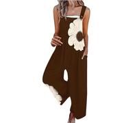 YIzdegg Peto para mujer, transpirable, de verano, con estampado floral, monos informales, sueltos, pantalones de jardín, ropa de trabajo, sin mangas, pierna ancha, pantalones de peto para disfraz