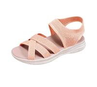 YIzdegg Sandalias de verano para mujer, sandalias de senderismo con correas de soporte para el arco cómodas, ortopédicas, informales, zapatos planos, zapatos romanos planos, moda de verano, sandalias
