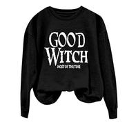 YIzdegg Sudadera para mujer con cuello redondo y texto en inglés "Good Witch Most of the Time", Negro , 4XL