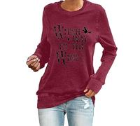 YIzdegg Witch Way to The Wine Shirt Halloween Sweatshirt Halloween Wine Shirt Weintrinker Geschenk Halloween Shirts Weiß Tunika, rojo, S
