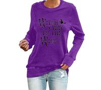 YIzdegg Witch Way to The Wine Shirt Halloween Sweatshirt Halloween Wine Shirt Weintrinker Geschenk Halloween Shirts Weiß Tunika, morado, S