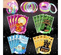 Yizeda 32 pulseras con luz LED para fiesta de Halloween, pulseras que brillan en la oscuridad, recuerdos de fiesta, tesoro, aula, cumpleaños, relleno de bolsas de regalo