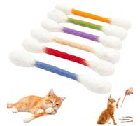 Yizemay Juguete para gatos de hierba gatera, 6 piezas de juguete para gatos grandes de algodón Qtips catnip, juego de juguetes para gatos duraderos para gatitos grandes dentales.