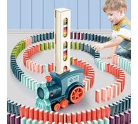 Yizemay Tren Domino Automático, Juego de Juguete de Tren de Dominó de 120 Piezas de Bloques de Dominó Eléctrico Domino Tren Divertido y Colorido para Juguetes para Niñas y Niños 3+ años (100PCS)