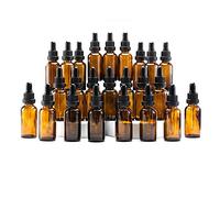 YIZHAO Ambar Frasco Cuentagotas Cristal 30ml, con Goteros Cuentagotas Cristal, para Aceite Esencial, Laboratorio, Aromaterapia, Fragancia, Masaje, Cosméticos, Viajes - 24Pcs