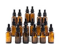 YIZHAO Ambar Frasco Cuentagotas Cristal 30ml, con Goteros Cuentagotas Cristal, para Aceite Esencial, Laboratorio, Aromaterapia, Fragancia, Masaje, Cosméticos, Viajes - 18Pcs