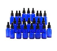 YIZHAO Azul Frasco Cuentagotas Cristal 30ml, con Goteros Cuentagotas Cristal, para Aceite Esencial, Laboratorio, Aromaterapia, Fragancia, Masaje, Cosméticos, Viajes - 24Pcs