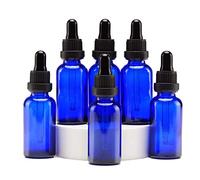 YIZHAO Azul Frasco Cuentagotas Cristal 30ml, con Goteros Cuentagotas Cristal, para Aceite Esencial, Laboratorio, Aromaterapia, Fragancia, Masaje, Cosméticos, Viajes - 6Pcs