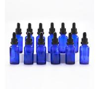 YIZHAO Azul Frasco Cuentagotas Cristal 30ml, con Goteros Cuentagotas Cristal, para Aceite Esencial, Laboratorio, Aromaterapia, Fragancia, Masaje, Cosméticos, Viajes - 12Pcs