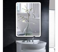YIZHE Espejo Colgante de Pared para Baño, con luz LED Blanca fría, LEDiL Ronda, 6400k, 50x70 cm, función antivaho
