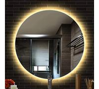 Yizhe Espejo de Baño Redondo con LED Iluminado 3000k - 60x60 cm, Montaje en Pared