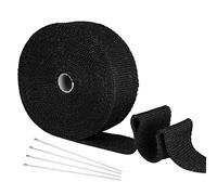 Yizhet Cinta de Escape 10M x 5CM Cinta Anticalorica Escape para Tubos de Escape Motocicleta, Cinta Calorica Escape, Cinta Térmica Escape Protección para Tubo Escape Moto con 4 Bridas Metálicas