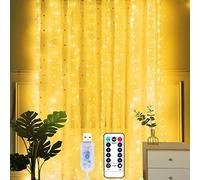 Yizhet Cortina de Luces 3mx2m, 200 LED Luces Cortina Navidad, 8 Modos Luces de Cadena de Cortina Impermeabile Luz de Cortina LED para Decoración de Bodas, Navidad, Ventana, Fiestas (Blanco Cálido)