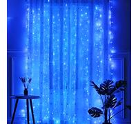 Yizhet Cortina de Luces LED 3m x 3m, 300 LED Luces Cortina Azules, 8 Modos Luces de Cadena de Cortina con Mando IP65 Impermeabile, Luces de Cortina LED Alambre de Cobre para Bodas, Navidad, Fiestas