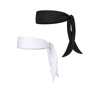 Yizhet Diadema Deportiva Hombre, 2 x Cinta para Pelo, 110 x 6cm Regolable, Antisudore y Antideslizante, Bandas de Cabeza Unisex para Ciclismo, Yoga Tenis, Jogging, Negro y Blanco