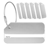 Yizhet Etiquetas para Equipaje Viaje, 6 Piezas Identificador Maletas Viaje Aluminio Etiquetas para Maletas de Viaje Avión ID Tag con Anillos de Acero Evitar la Pérdida de Bolsas y Maletas (Plata)