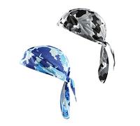 Yizhet Gorro Bandana Pirata, 2 x Gorro de Ciclismo Secado Rápido Transpirable para Deportes al Aire Libre, Correr, Motocicleta,Senderismo, Montañismo, Gris y Azu