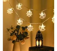 Yizhet Guirnalda de Luces Ramadan, 3M 20 LED Luces de Cadena a Mezquita y Luna de Eid Mubarak para Fiesta Musulmana, Decoración Mubarak, Casa, Blanco Cálido