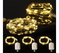 Yizhet Guirnalda Luces Recargable, 3 Piezas Cadena de Luces Extraíble, 3m 30 Led Blanca Cálida y 8 Modos con Temporizador y Gancho, Impermeabile IP65 para Navidad Fiesta Bodas Balcón Jardín