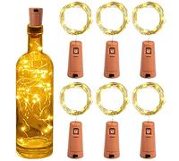 Yizhet Luces de Botella, 6 Piezas Luces para Botellas Cristal 2m Luz Botella Corcho 20 LED Luces Tapon Botellas de Vino Cobre Alambre Guirnaldas Luz Pilas para Boda Navidad (Blanco Cálido)