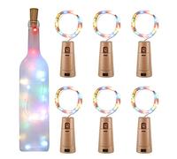 Yizhet Luces para Botellas, 6 Piezas Tapon con Luces para Botellas, 2m 20 Led Alambre de Cobre Multicolor, a Pilas, Corcho con Luces para Navidad, Boda, Fiesta, San Valentín