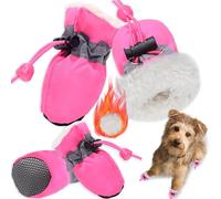 YIZHIXIANGQ 4PCS Botas de Perro,Botas Invierno Perro,Zapatos Invierno Perro,Adecuado para Perros Pequeños Y Medianos, Antideslizante Y Cálido En Invierno, Apto para Actividades Al Aire Libre (Rosa 6)