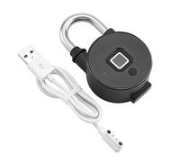 YIZISECCE Cerradura de puerta con huellas dactilares, acceso sin llave, cerradura inteligente de aleación de aluminio para el hogar, armario, equipaje, mochila, recargable por USB, color negro