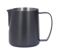 YIZISECCE Jarra para espumar leche con punta de acero inoxidable espesada, taza para espumar leche, jarra para cocinar al vapor, 450ml (Negra)