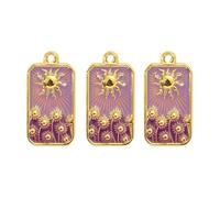 YIZITU 3 elegantes collares de girasoles de acero chapado en oro para mujer con tarjeta de tarot esmaltada y dije de estrella de media luna, talla única, como se describe, como se describe