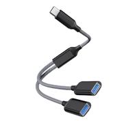 YIZITU Adaptador de cable USB OTG tipo C macho a 2 USB hembra, convertidor de cable divisor de múltiples concentradores, cable de carga de datos, concentrador USB de escritorio