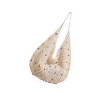 YIZITU Bolsa de ganchillo para mujer, bolsa de playa para tejer, bolsa de playa con cuentas de colores junto al mar, bonita axila, bolso de mano de moda para mujer, White, One Size