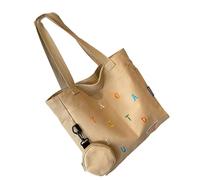 YIZITU Bolsa de lona para laptop de moda para mujer, para clase y viajes diarios, con amplio espacio, bolso de hombro grande, bolso de mano, multiuso, para llevar al hombro, Khaki, One Size