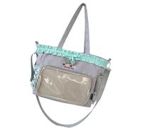 YIZITU Bolso bandolera de gran capacidad para exhibición de pines, bonito bolso de hombro con lazos de encaje fruncido, bolsa de hombro para la escuela, bolsa de mensajero, bolsa cruzada de gran