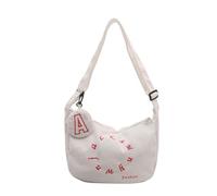 YIZITU Bolso bandolera para mujer, para otoño e invierno, con diseño de bolas de masa hervida de gran capacidad, de pana, para otoño e invierno, White, One Size
