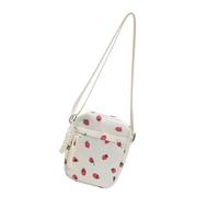 YIZITU Bolso bandolera pequeño de pana para mujer, con estampado de fresas, con correa ajustable para uso diario, bolsas de flores para mujer, fresa, One Size